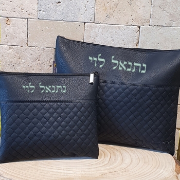 כיסוי לטלית ותפילין שחור מעוינים קלאסי